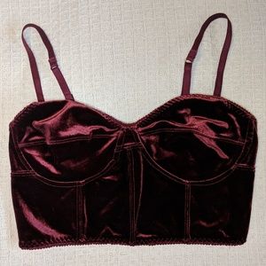 Velvet Crop Bustier Top